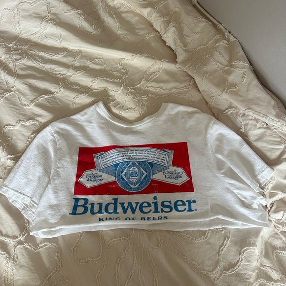 Budweiser Red and Blue Graphic Crop Top - Picture 2 of 5